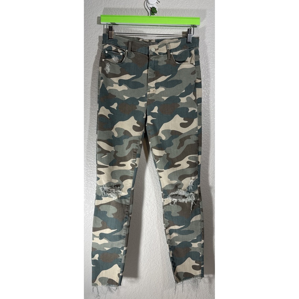 Mother Jeans Size 27 Army Camo High Waisted Looker Ankle Fray Distressed NWOT